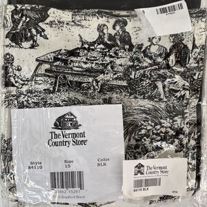 Vermont Country Store Valence Bradford Black Toile Curtain Pastoral 68x17 Layere